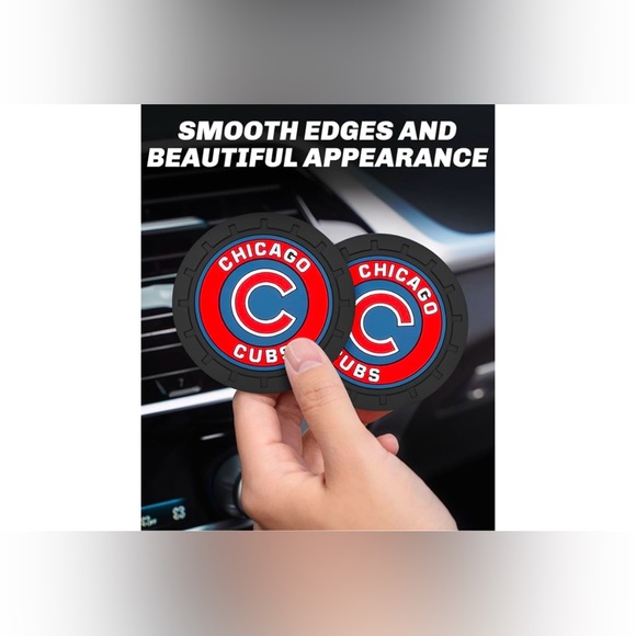 Cubs Car Cup Holder Coasters for Baseball Fans,Chicago Cubs Car Coasters for Car - Picture 5 of 5